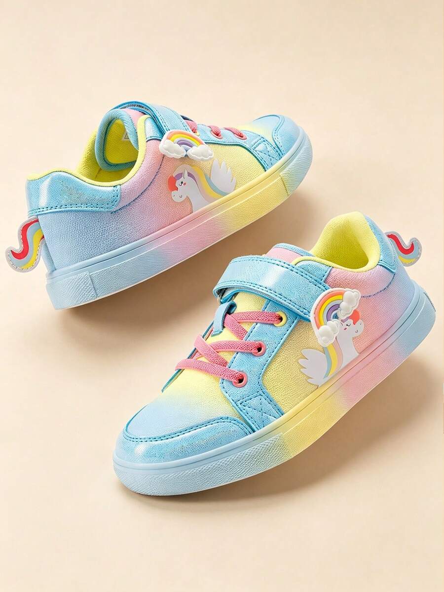 Toddler/Little Kids Rainbow Storybook Sneakers Casual Walking Sneakers Hook Loop School Shoes - 藍色 - 查看 1