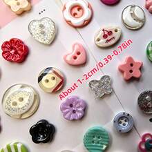 8/12/24/32/42/53/64/72/84/100/120Pcs Colorful Plastic Buttons, High Gloss Resin Buttons, Creative Casual Matching, Random Styles - A - View 3