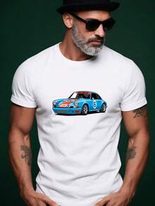 Men's "Twilight Devil Racing" Pattern Street Style Summer Casual Crew Neck Short Sleeve T-Shirt - 黑色 - 查看 11