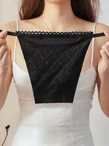 Women's Inner Layering Chest Cover, Thin One-Piece Bra, Double Layer Lace Bandeau Chest Shield, Anti-Exposure Chest Wrap, Fashionable Chest Fake Collar, Suitable For Daily Wear - Black - View 3