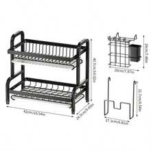 3-Tier Detachable Kitchen Dish Rack With Cutlery Holder And Plate Organizer, Carbon Steel Large Capacity Dish Drying Rack With Drip Tray, Rust-Proof Cup Bowl Drying Rack Set - Multicolor - View 11