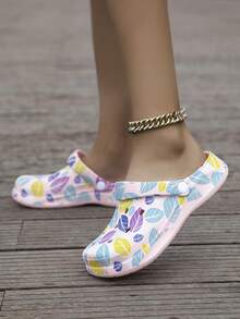 Unisex Lightweight Hollow Out Clogs Outdoor Pool Sandals - Pink - View 2