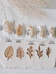 5pcs Soft Clay Mold Plant Leaf Pattern Press Mold Clay Mold For Jewelry Earring Making - White - View 2