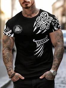 Camisetas Multi-Estilo Saint Knight Verano 2025, Impresión Digital 3D, Casual Deportiva de Manga Corta, En Stock - Negro - Ver 11