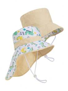 1 buah Topi Ember Bolak-balik Motif Dinosaurus untuk Anak-anak, Topi Pelindung Matahari untuk Pemakaian Sehari-hari Unisex untuk Anak Laki-laki & Perempuan - MultiWarna - View 11
