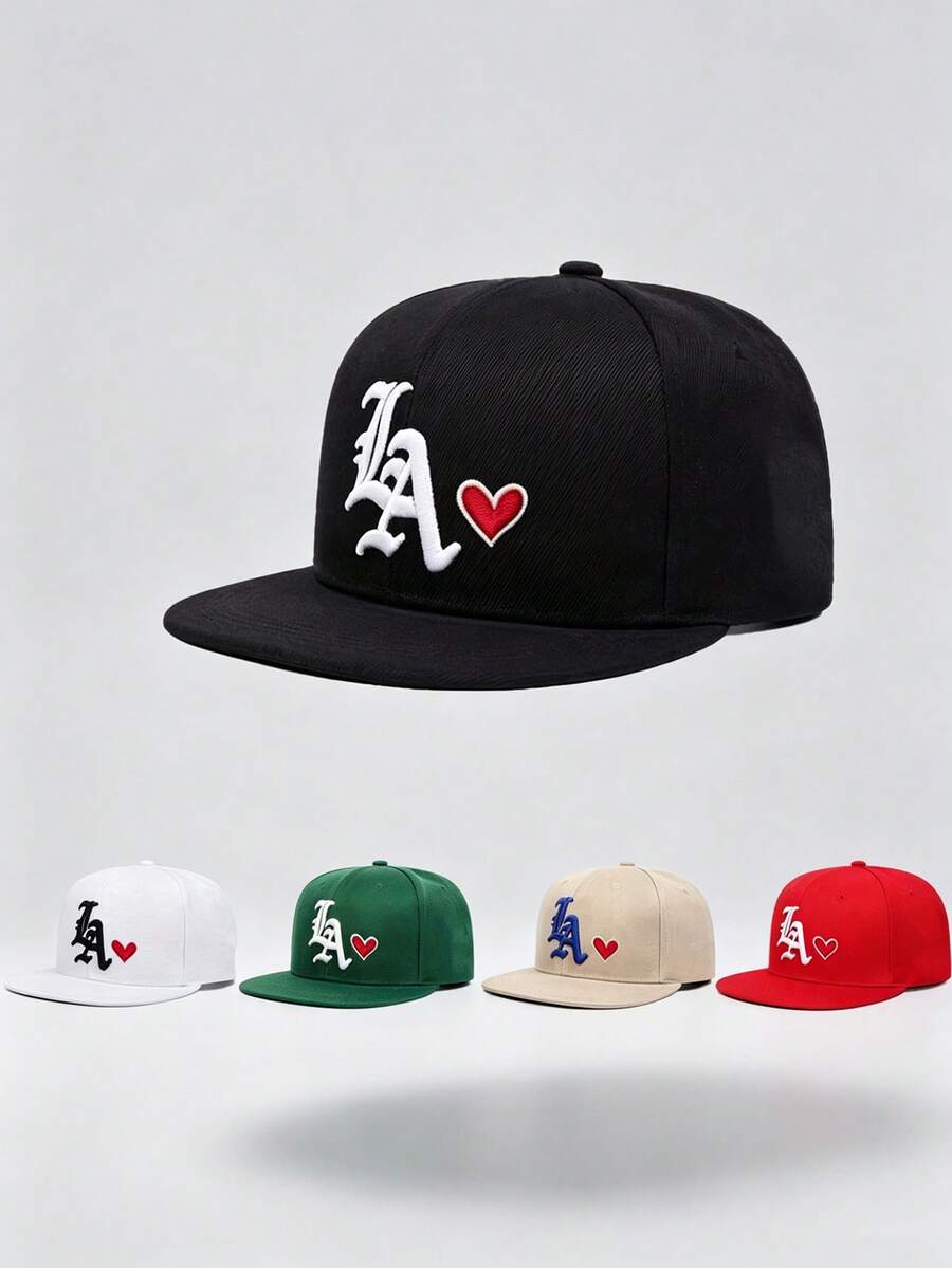 1 Pc Unisex LA Heart Embroidered Fashionable Hip-Hop Baseball Cap, Adjustable Design, Perfect For Outdoor Activities, Travel, And Running