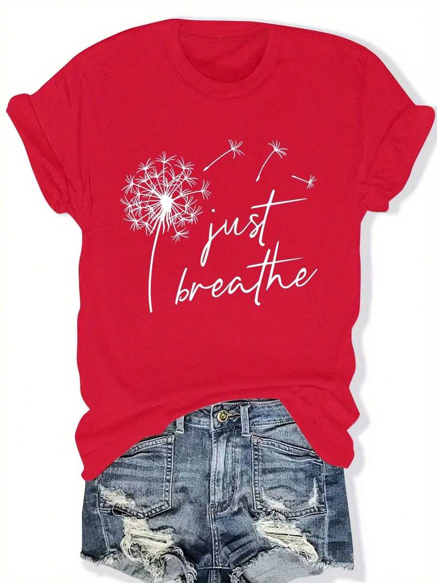 Camiseta de Moda con Cuello Redondo y Estampados, Etiquetada como Ropa de Mujer - Rojo - Ver 1