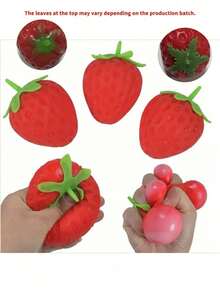 1pc Extra Large Strawberry Squeeze Toy, Soft Realistic Stress Ball, Creative Stress Relief Tool - Multicolor - View 7