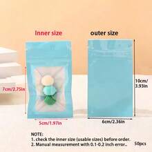 50 buah Kantong Kemasan Warna Pink, Kantong Display Transparan untuk Menggantung Aksesoris, Kantong Perekat Otomatis untuk Kabel, Kosmetik, Kantong Kemasan Holografik - Biru Laser - View 11