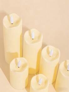 1PC High-End Realistic Plastic Ivory White Electronic LED Decorative Candle, Smokeless Candle Light, Modern Home Bedroom Decor Lamp, Christmas Wedding Atmosphere Light, Holiday Gift Souvenir - Wave - View 7