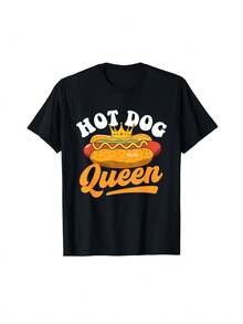 Camiseta para la Reina de los Hot Dogs, perfecta para entusiastas de la comida rápida, incluyendo hombres, mujeres, niñas y niños.Un Regalo Ideal para Mi Novio - Negro - Ver 1