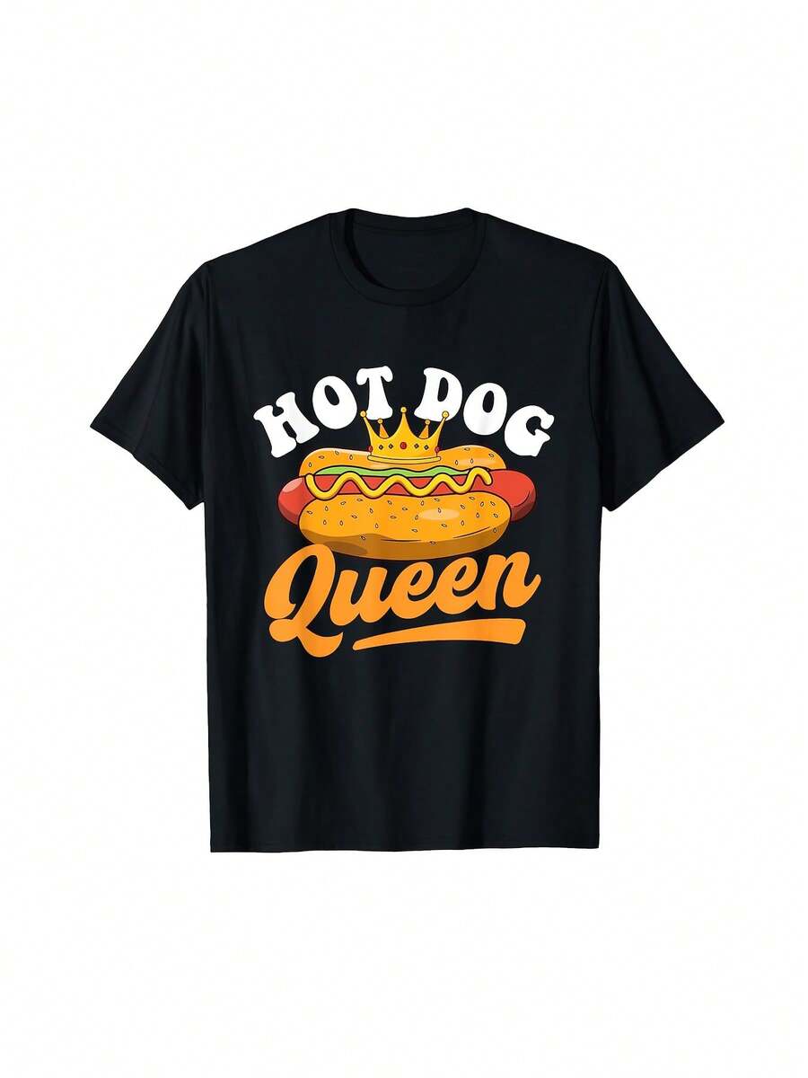 Camiseta para la Reina de los Hot Dogs, perfecta para entusiastas de la comida rápida, incluyendo hombres, mujeres, niñas y niños.Un Regalo Ideal para Mi Novio - Negro - Ver 1