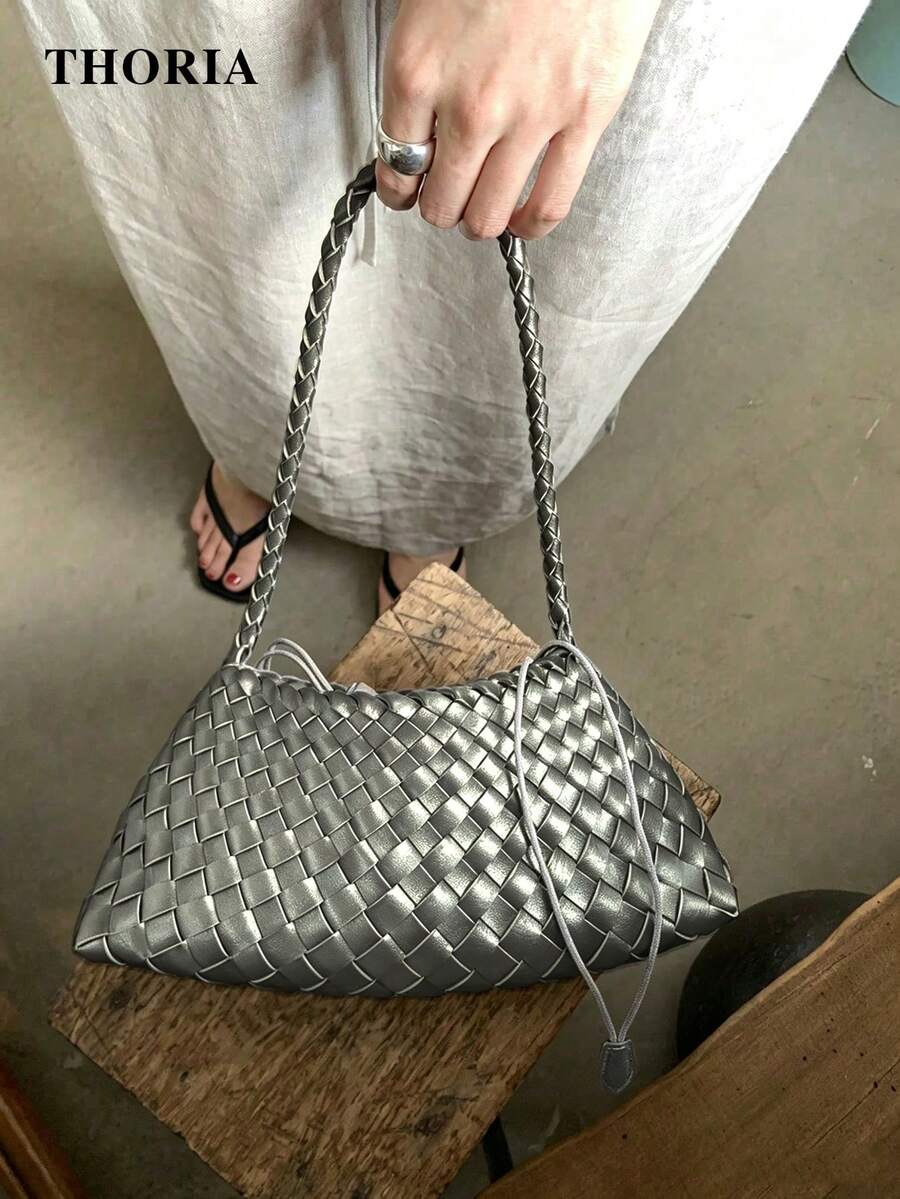 2026 New Handmade Woven Coffee Color Casual Shoulder Bag, Underarm Bag, Mother-Child Bag, Business Women's Commuter Bag, Suitable For Work, Shopping, Dating, Travel, School And Other Daily Use (Accessories Not Included)