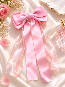 1pc Girls Bow Ribbon Hair Clip, Suitable For Girls Daily Decoration Hair Clip - Multicolor - View 8