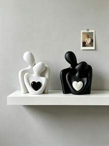 1pc Simple Resin Figurines Of A Couple Embracing, Suitable For Living Room, Bedroom, Bookshelf, And Desktop Decoration. - Hugging Couples - View 1