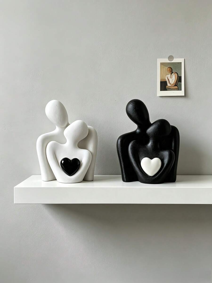 1pc Simple Resin Figurines Of A Couple Embracing, Suitable For Living Room, Bedroom, Bookshelf, And Desktop Decoration. - Hugging Couples - View 1
