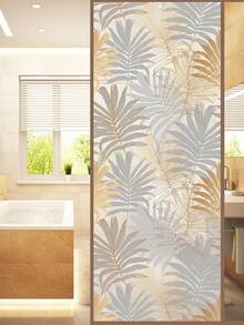 ihomeli Tropical Vegetation Print Static Adhesion Window Film, Vintage PVC Frosted Glass Privacy Film, Self-Adhesive Translucent Glass Sticker - Multicolor - View 4