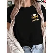 Camiseta casual de manga corta para mujer, mamá orgullosa de la graduación, cuello redondo, 100% pura, camisetas con estampado gráfico, uso diario, el mejor regalo - [Negro] - Ver 9
