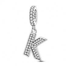1 pièce Pendentif initial A-Z en argent sterling S925 de style minimaliste romantique, hypoallergénique, convient pour bracelet original, fabrication de bijoux DIY pour femmes, cadeau d'anniversaire - Blanc - Voir 38