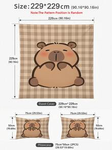2/3pcs Bedding Set, Cute Capybara Pattern Duvet Cover Set, Soft & Breathable, Suitable For All Seasons, Christmas Decor & Gift, Available In Twin, Full, Queen, King Size, Simple Home Textile, Machine Washable, Autumn Decor, 1 Duvet Cover + 1/2 Pillow Sham (Filler Not Included) - Rust Brown - View 15