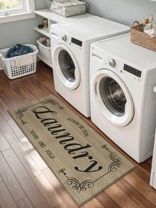 DAJIANG 1pc Modern Laundry Room Floor Mat, Soft Striped Kitchen Mat, Machine Washable, Dust-Proof Letter Rug, Home Decor - Multicolor - View 5