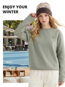 CAMEL CROWN Men's Solid Color Crew Neck Long Sleeve Pullover Sweatshirt - Gray Green - View 4