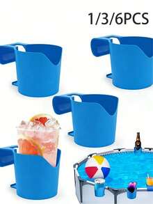 Pool Cup Holder, Plastic Drink Holder, Designed For Swimming Pools, Sturdy Structure, Easy-To-Use Clip-On Spill-Proof Cup Holder; Stylish Summer Standing Pool Drink Holder, Also Works As A Beer Cup Holder, Perfect For Summer Parties; - A - View 9
