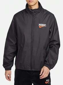 Nike logo字母印花圖案休閒梭織外套外套 男款HF1113-010 - 黑色 - 查看 1