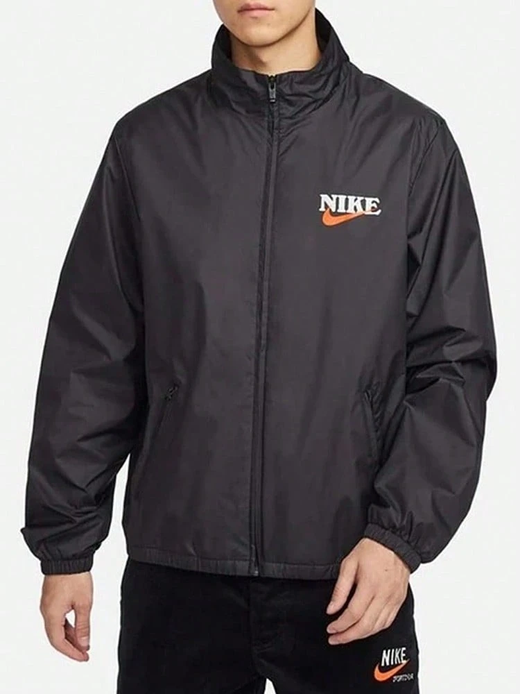 Nike logo字母印花圖案休閒梭織外套外套 男款HF1113-010 - 黑色 - 查看 1