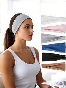 Bandeau élastique large, tissu absorbant l'humidité, bandeau extensible, unisexe, bandeau de sport fin et doux, bandeau élastique, bandeau de transpiration, accessoire essentiel pour le fitness, la plage, le football, le camping, les voyages, l'équipement de randonnée - Multicolore - Voir 2
