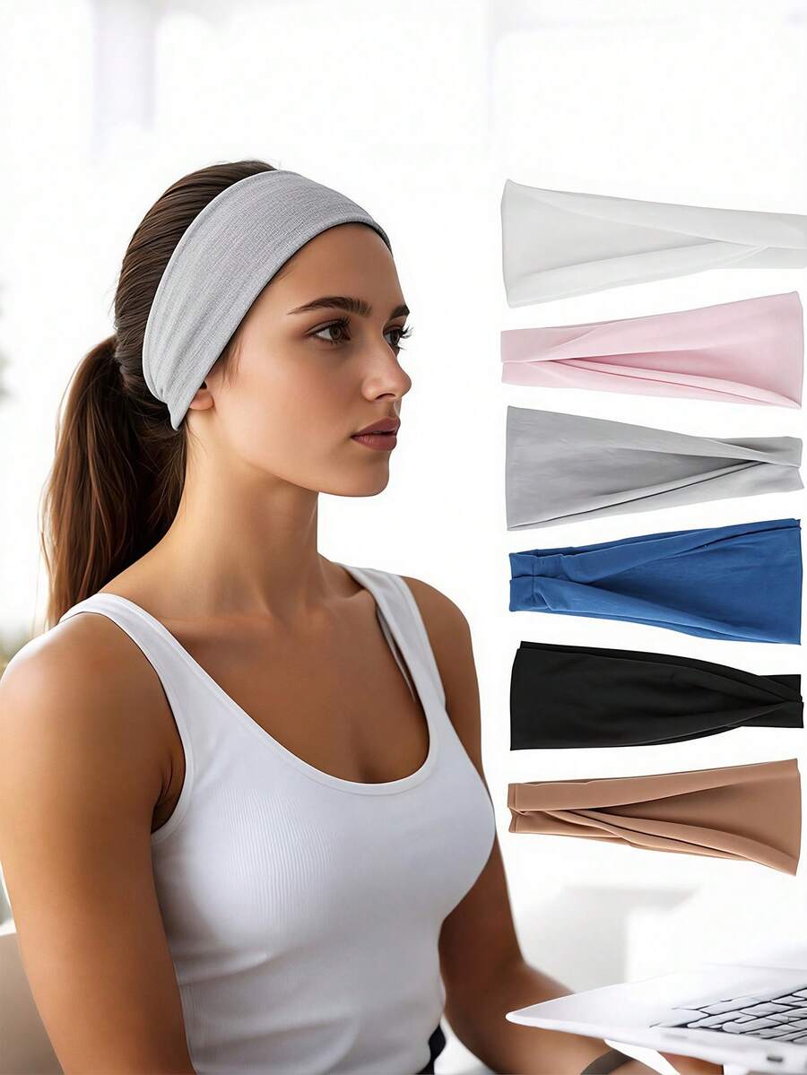 Bandeau élastique large, tissu absorbant l'humidité, bandeau extensible, unisexe, bandeau de sport fin et doux, bandeau élastique, bandeau de transpiration, accessoire essentiel pour le fitness, la plage, le football, le camping, les voyages, l'équipement de randonnée