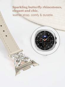 Galaxy Watch 8 手錶錶帶，1件星光色女士珠寶鑲嵌立方鋯石金屬優雅錶帶 + 1件亮面風格（不含螢幕保護貼），相容 Galaxy Watch 8 40mm 與 44mm 錶殼，可調節替換錶帶配件，適合男女運動手錶錶帶 - 星光星光扣雙 - 查看 4