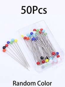 50/100pcs Fabric Sewing Needles, Long Straight Pins, Stainless Steel Glass Head Pins, Suitable For Fabric, Sewing, Craft, Quilting, Corsage And Tailoring - Multicolor - View 12