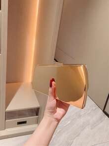 1個時尚金屬五金不對稱設計晚宴手拿包 派對包 舞會包 宴會包 鍊條包 晚宴包 禮服包 婚禮包 新娘包 - 金色 - 查看 9