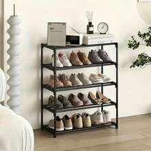 1pc Black Plastic Shoe Rack, Easy Assembly Floor-Standing Multi-Tier Storage Shelf, Space-Saving, Can Store Multiple Pairs Of Shoes, Suitable For Living Room, Bedroom, Outdoor Areas And Other Spaces - Black - View 10