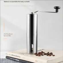 Office Small Coffee Bean Grinder, Space Saving Hand Crank Adjustable Grind Mill, Practical Manual Coffee Crusher For Workplace Daily Fresh Coffee Brewing & Small Coffee Bar Use - Silver - View 1