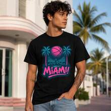 Miami Vice T-Shirt | Retro 80s T-Shirt With Neon Vaporwave Design - 黑色 - 查看 4