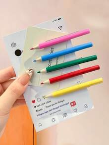 5/Pcs Creative Realistic Colored Pencil Hair Clips, Durable And Gentle On Hair, Easily Create Energetic Girl Vibe Hair Accessories - Suitable For Girls And Teens, Daily School, Vacation, Graduation Season - Multicolor - View 4