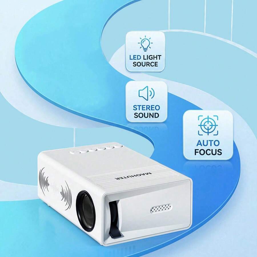 1080P 便攜式迷你投影機,支援 USB/手機連接,附遙控器與內建喇叭,適用於戶外露營、家庭劇院、辦公室、萬聖節與聖誕節慶祝 - 白色 - 查看 1