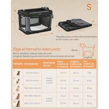 Transportín para Perros Plegable para Perros Pequeños 50 x 35 x 35 cm Tela Oxford Puertas de Malla Negro Tinta MPDC015BH02 - como en la imagen - Ver 6