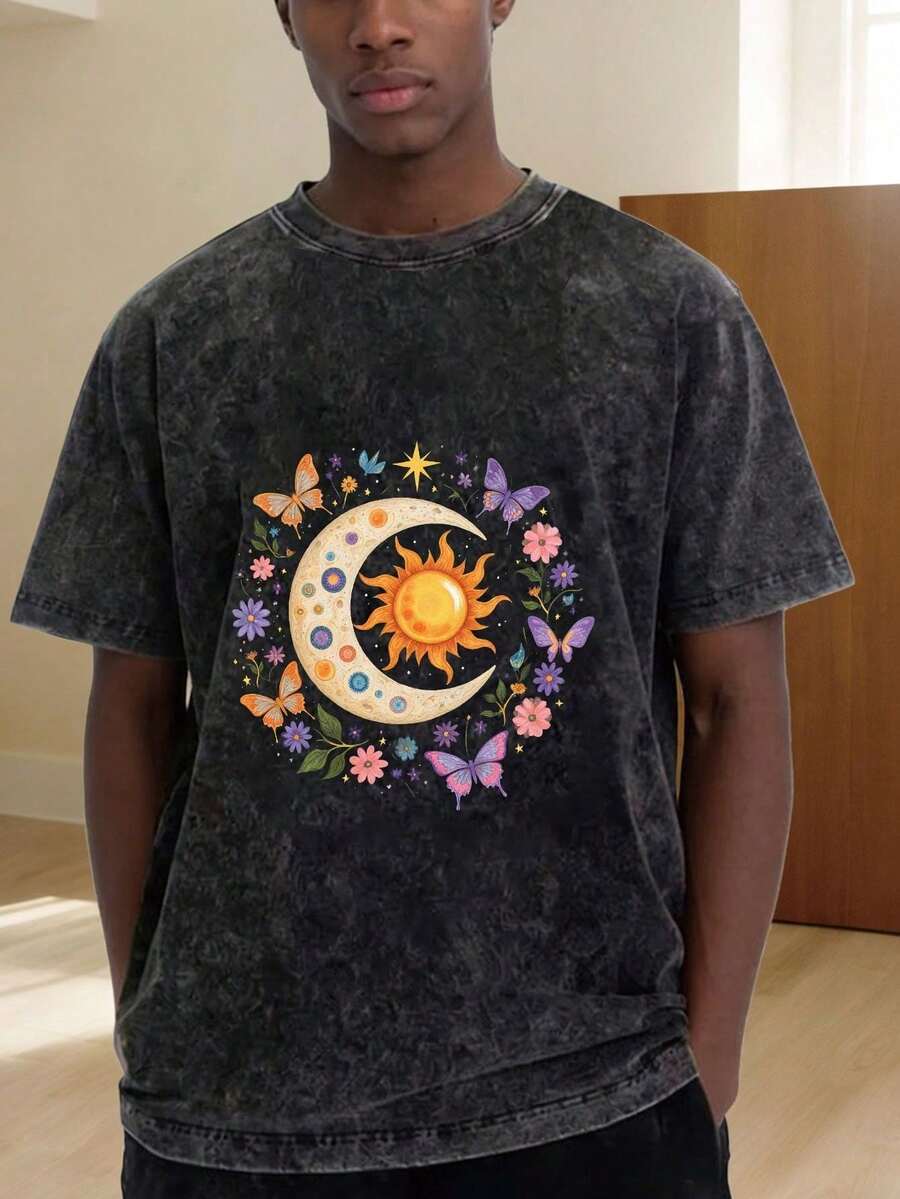 Multicolor. Short-Sleeved T-Shirt Made Of Pure Cotton, Casual, Comfortable, And Breathable. Crew Neck, A Versatile Garment For Everyday Wear. Suitable As A Valentine's Day Gift. FL6J - 黑色 - 查看 1