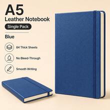 Premium PU Leather Notebook With Strap And Bookmark, Classic Lined Inner Pages Diary (80g Paper, 84 Sheets), Office/Study/Journaling, Multiple Colors Available School Supplies - A5 - View 9