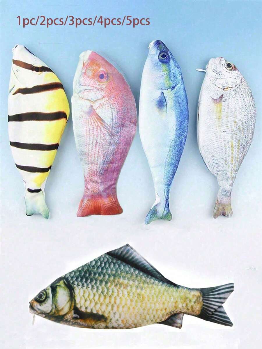 1/2/3/4/5件入返校季大容量魚形文具袋 鉛筆盒 禮物 辦公學校用品 便攜簡約學生文具袋 適用於鉛筆、原子筆、尺等 學生用品 - 彩色 - 查看 1