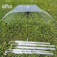 1/6 Pack Transparent Umbrellas, Sturdy Iron Frame And Shaft, 8-Rib Structure, Suitable For Weddings, Outdoor Events, Bachelor Parties, Bridal Photography, Etc. - Multicolor - View 8