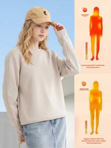 CAMEL CROWN Sudadera de cuello redondo de unicolor de manga larga para hombre - Caqui claro - Ver 5