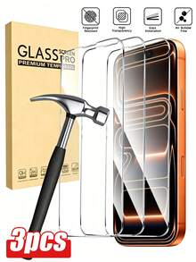 Navigator 3 Stücke Vollschutz gehärtetes Glas Displayschutzfolie, stoßfest, kratzfest, glatte Oberfläche, einfache Installation, kristallklar, glatte Berührung, 9H Härte, kompatibel mit Handyhüllen, kompatibel mit iPhone Ultra/18 Pro Max/18 Pro/18/17e/17 Pro Max/17 Pro/17 Air/17/16 Pro Max/16 Pro/16 Plus/16/15 Pro Max/15/14/13/12/11 und anderen Modellen. Geeignet für iPhone Displayschutzfolie. - Transparent - Übersicht 15