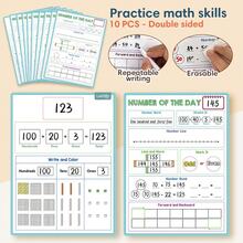 Lachilly 10pcs Math Whiteboard With Number Chart And Number Line, Math Teaching Aids Educational Supplies, Home School Classroom Resources Educational Toys - Multicolor - View 3