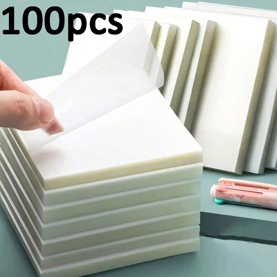 100 piezas de notas adhesivas de alta transparencia, diseño totalmente transparente, escribir y marcar sin oscurecer el texto original, marcar puntos clave en libros de texto y libros sin dañar las páginas, tinta resistente a las manchas, escritura suave con bolígrafos y bolígrafos de gel, tinta resistente al agua