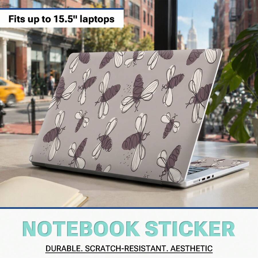 1 Set Pegatina Decorativa para Carcasa de Portátil de 15.3*10.6 Pulgadas Compatible con Apple Compaq/Apple/HP/15.6 Pulgadas-16 Pulgadas y Series Inferiores Pegatina Protectora con Patrón Impreso DIY Sin Residuos Resistente a Arañazos (Incluye 2 Pegatinas para Reposamuñecas) - Ver 1