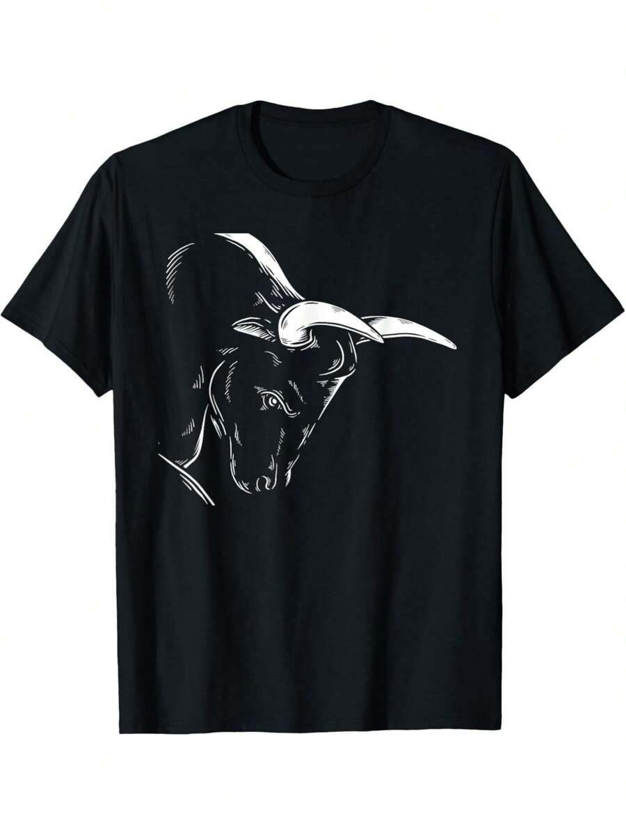 Rolig t-shirt med rodeotema |   Casual sommar-T-shirt för män, T-shirt för utomhussporter, rund hals, korta ärmar, normal passform, digital termisk överföring - Vilken vacker present - Svart - Visa 1